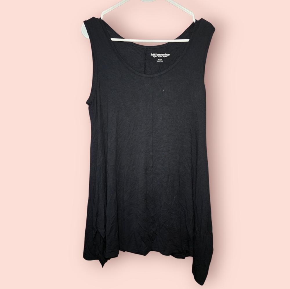 Soft Surroundings Black Timely Scoop Neck Tunic Tank Top Viscose Women’s Medium